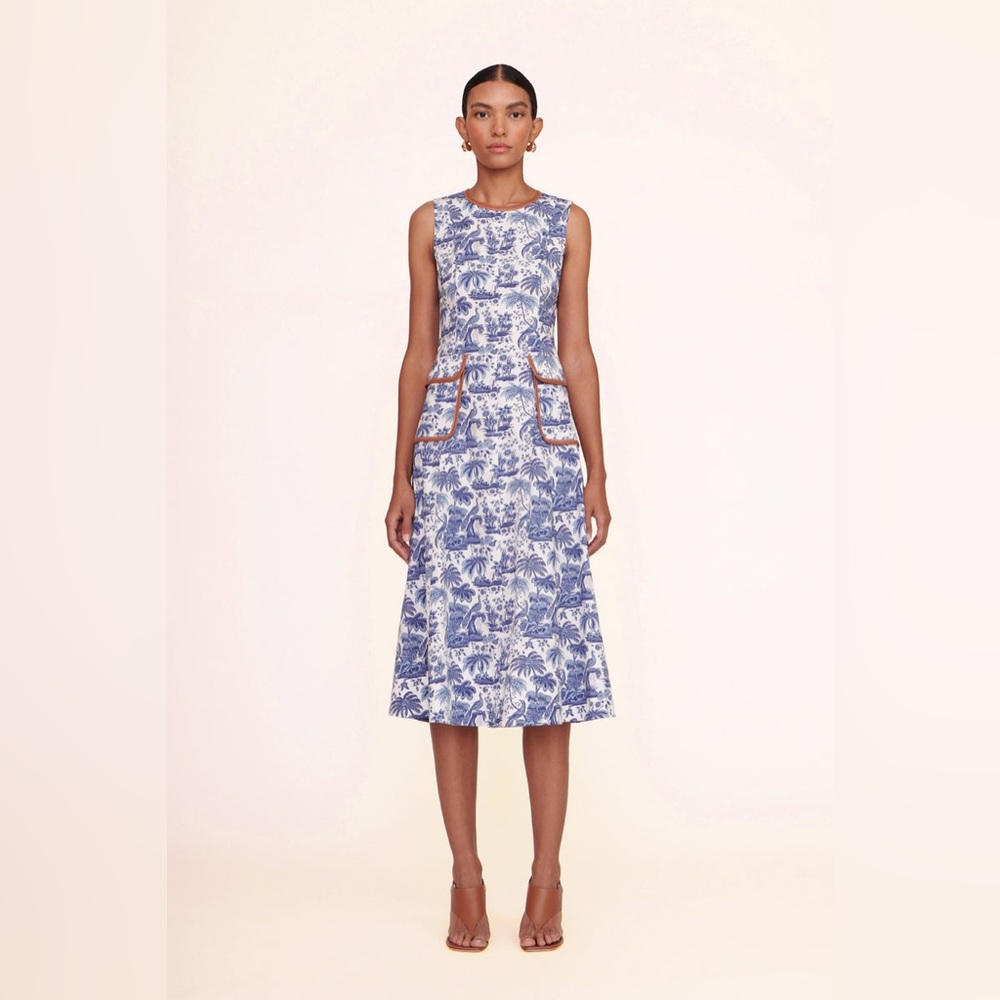 Staud Bait Blue Toile Whiskey Dress NWT